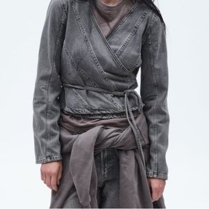 Zara Wrap Front Denim Top